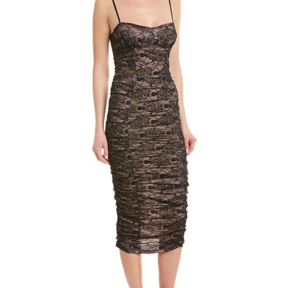 For Love and Lemons Lace Midi Dress Jaime King Black Lace Ana Sheath Dress XS